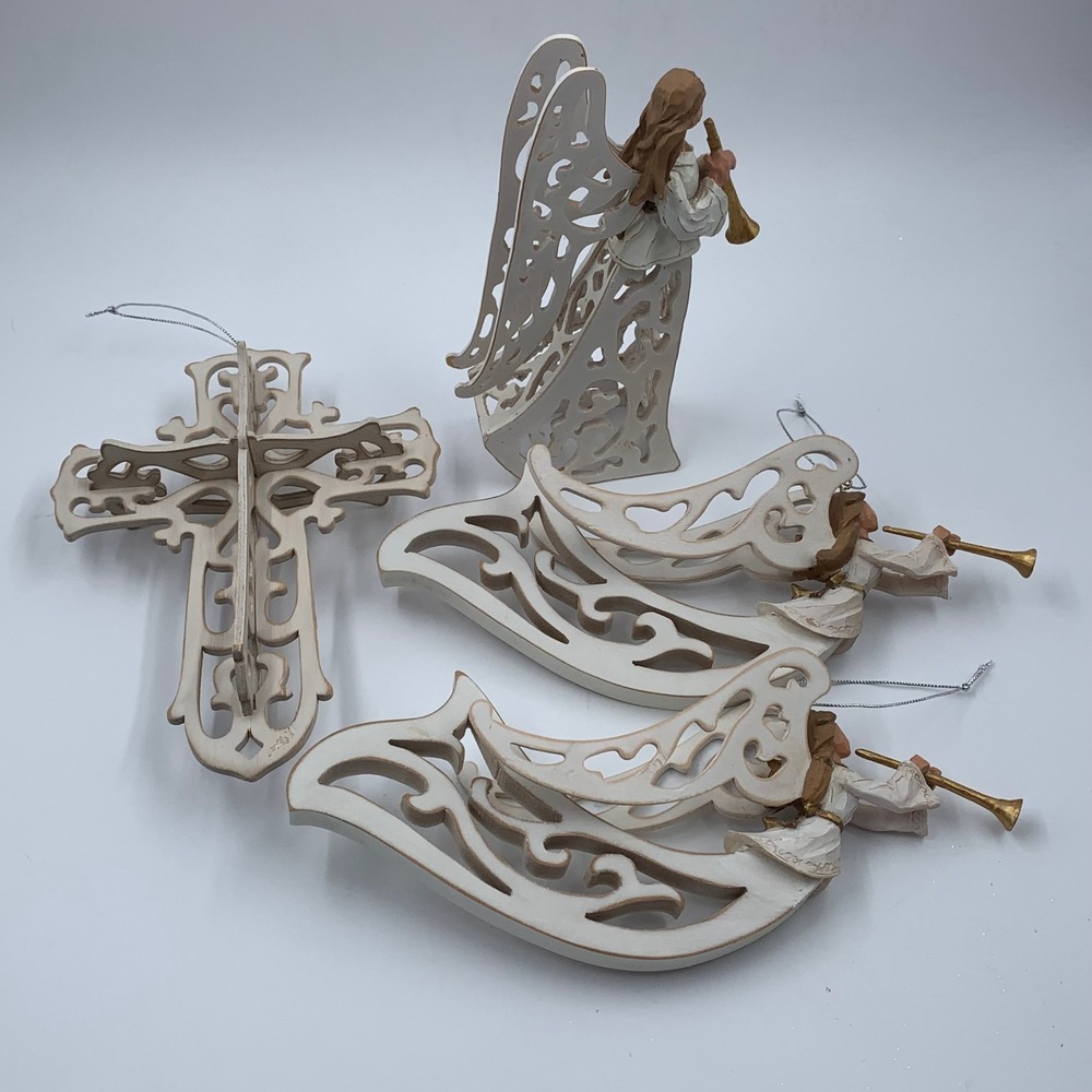 Unbranded  Christmas 4 Pc Lot Angel Figurine Oranments Cross